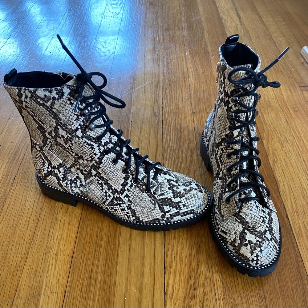 NEW! Snakeskin Rhinestone Combat Boots